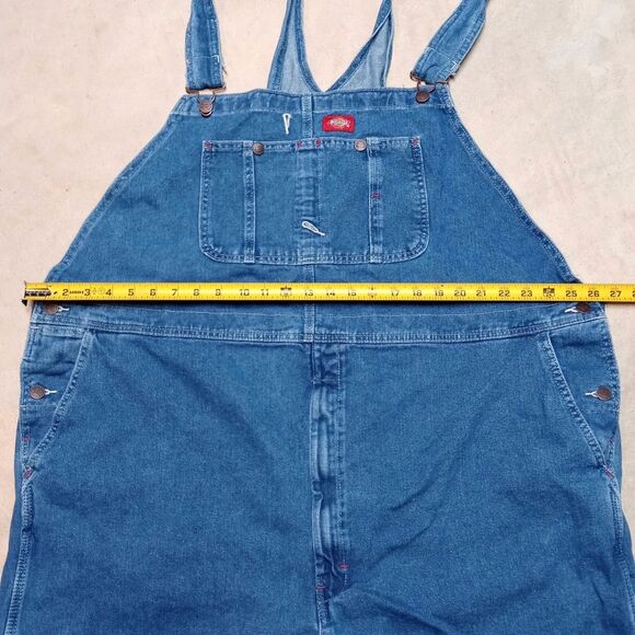 Dickies Blue Denim Jean Pant Workwear Bib Overalls - Size 50x30 - Picture 7 of 8